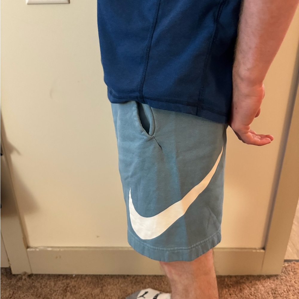 Nike Blue Shorts with White Swoosh